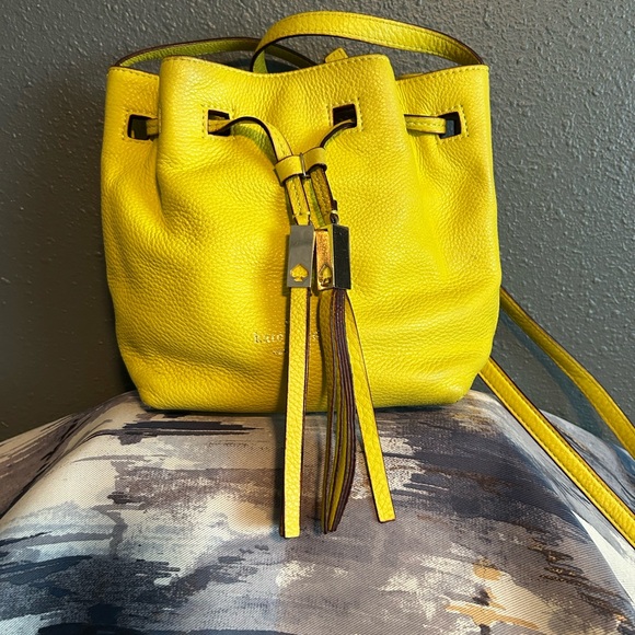 kate spade Handbags - Kate Spade Grey Street Tiny Cooper Leather Bucket Bag - Cubanelle Yellow